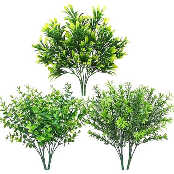 6 Bundles Artificial Greenery Stems Mixed Fake Plants Eucalyptus Chrysanthemum - Picture 7 of 7